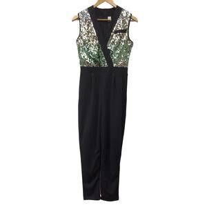 Jumpsuit Womens XS Black Gold Green Pink Sequins